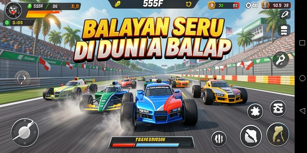 Tampilan menarik dari gameplay Racing di 555F.