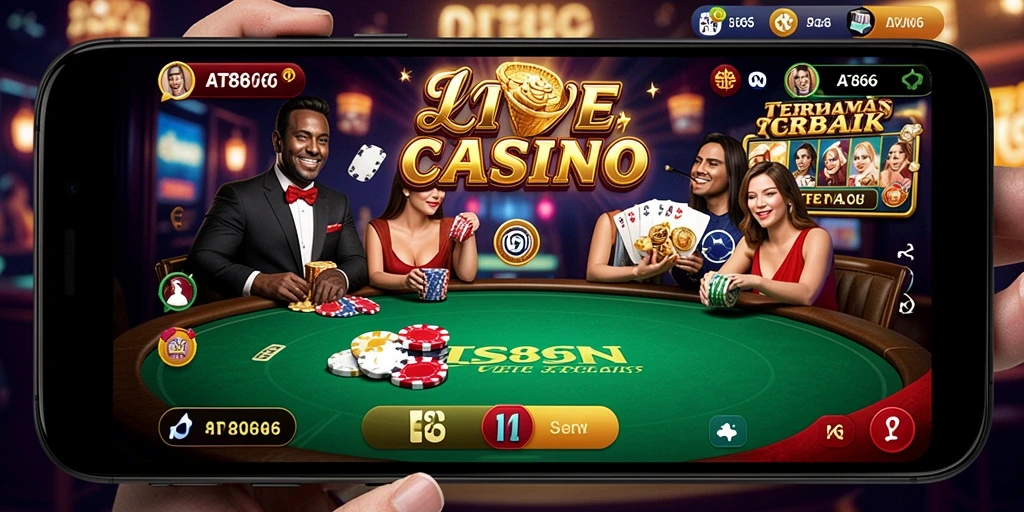 Tampilan seru dari gameplay Live Casino di AT866 dengan dealer langsung.