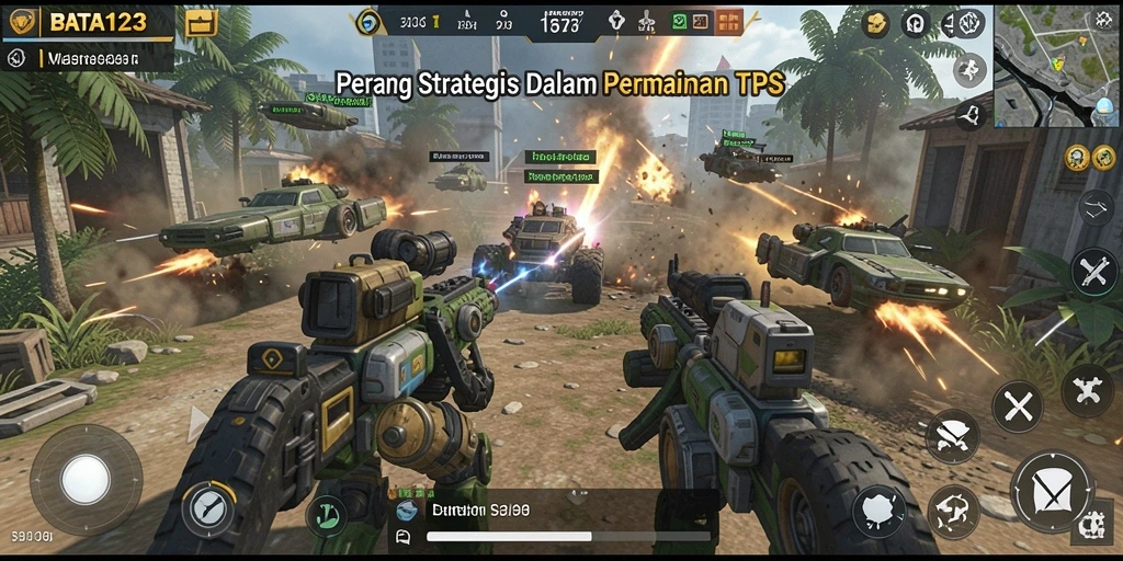 Screenshot utama BATA123 menampilkan pertarungan intens di medan perang TPS.