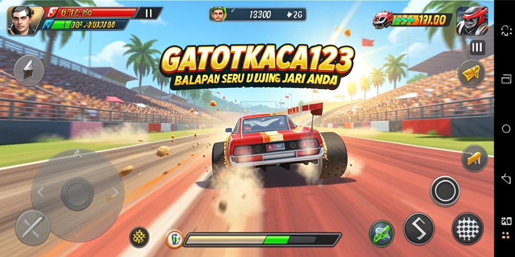 Gameplay GATOTKACA123 yang mendebarkan saat balapan.