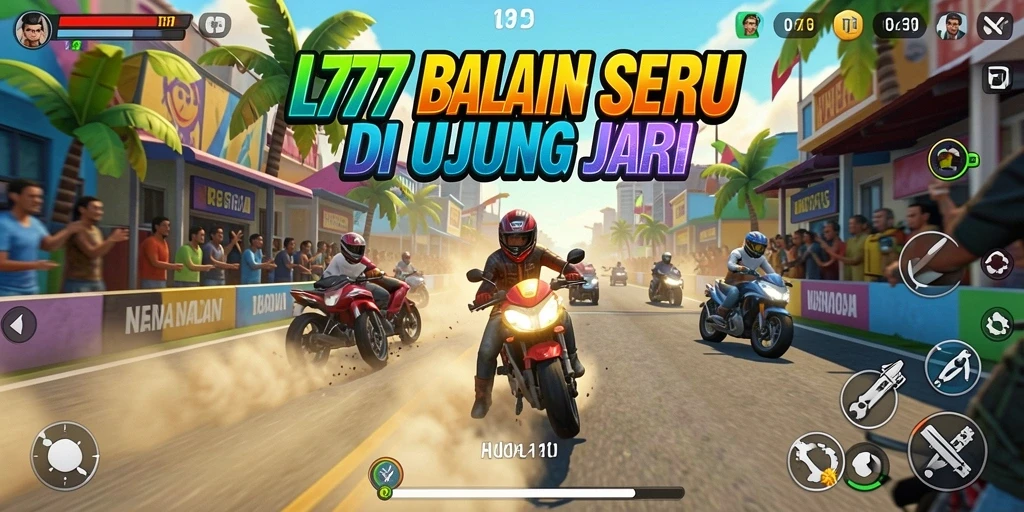 Screenshot dari gameplay balapan seru L777 yang penuh aksi.