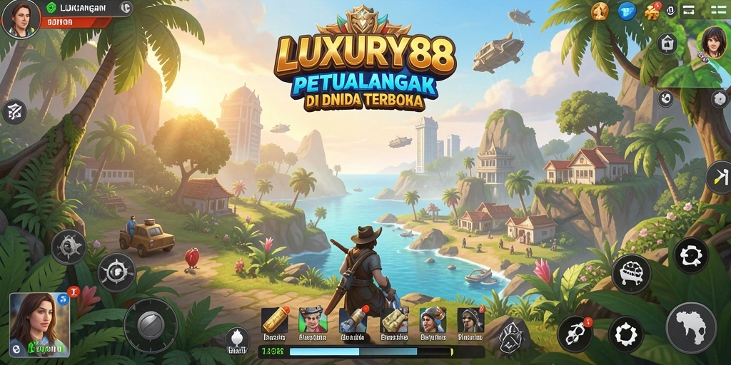 Tampilan gameplay LUXURY88 di dunia terbuka yang luas.