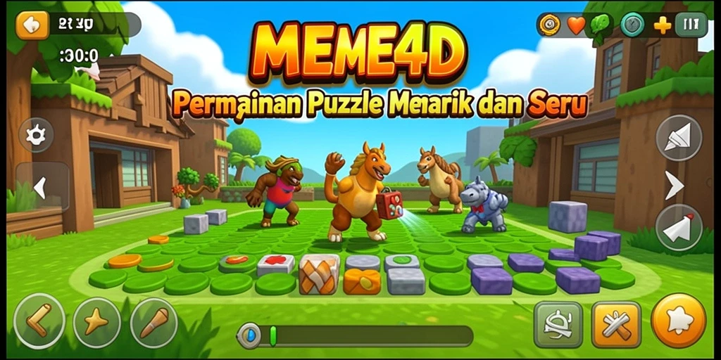 Tangkapan layar gameplay <strong>MEME4D</strong> menampilkan tantangan Puzzle yang seru dan kreatif.