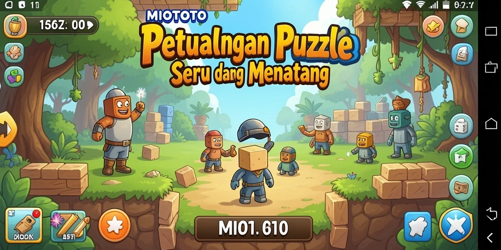 Tangkapan layar utama MIOTOTO menunjukkan gameplay Puzzle yang menantang.