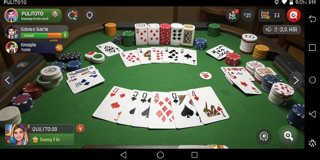 Tampilan gameplay PULITOTO dengan pemain bersaing dalam Gaple.