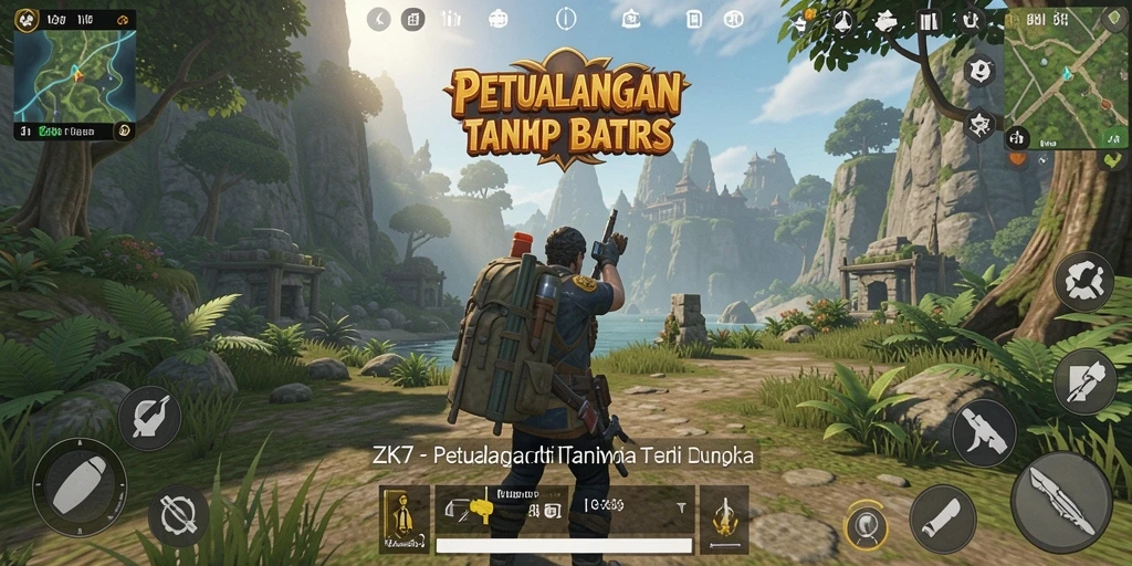 Tampilan gameplay ZK7 yang menampilkan petualangan di dunia terbuka